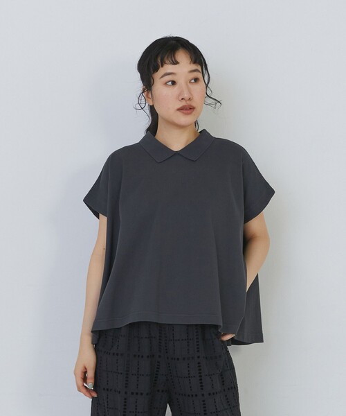 conges payes ADIEU TRISTESSE(コンジェ ペイエ アデュートリステス)の「フレアーポロシャツ(ポロシャツ・レディース・グレイッシュベージュ/チャコールグレー/ベージュ・FREE)」の14枚目の写真
