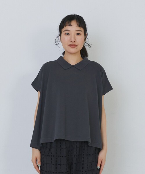 conges payes ADIEU TRISTESSE(コンジェ ペイエ アデュートリステス)の「フレアーポロシャツ(ポロシャツ・レディース・グレイッシュベージュ/チャコールグレー/ベージュ・FREE)」の15枚目の写真