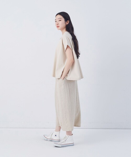 conges payes ADIEU TRISTESSE(コンジェ ペイエ アデュートリステス)の「フレアーポロシャツ(ポロシャツ・レディース・グレイッシュベージュ/チャコールグレー/ベージュ・FREE)」の19枚目の写真
