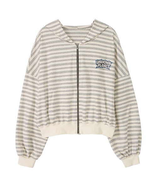 Logo Print Straight Fit Full Zip Hoodie — толстовка с прямым принтом, цвет белый (Full‑zip)