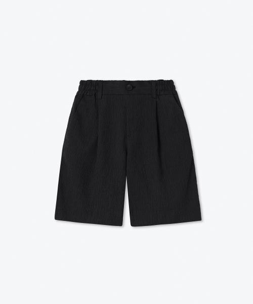 MUSINSA STANDARD KIDS（ムシンサスタンダードキッズ）の「クリンクルワンタックワイドバンディングショーツ[ブラック]（その他パンツ・レディース・その他・100/110/120/130/140/150/160）」の2枚目の写真