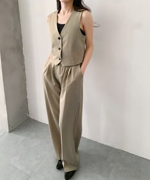 Flolia（フロリア）の「ジレ ストレートパンツ セットアップ きれいめ スーツ フォーマル ビジネス オフィス（セットアップ）」