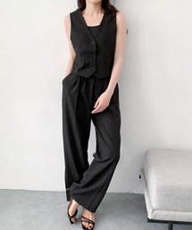 LOWO（ロワ）の「ジレ ストレートパンツ セットアップ きれいめ スーツ フォーマル ビジネス オフィス（セットアップ）」