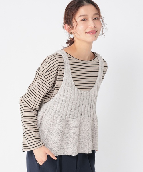 studio CLIP（スタディオクリップ）の「7ゲージ切り替えペプラムベスト（ベスト・レディース・ライトグレー/イエロー/ブラック・FREE）」の2枚目の写真