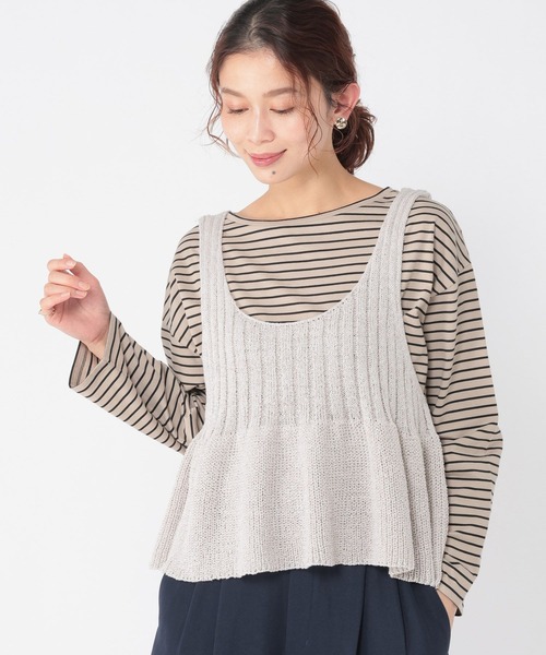 studio CLIP（スタディオクリップ）の「7ゲージ切り替えペプラムベスト（ベスト・レディース・ライトグレー/イエロー/ブラック・FREE）」の9枚目の写真