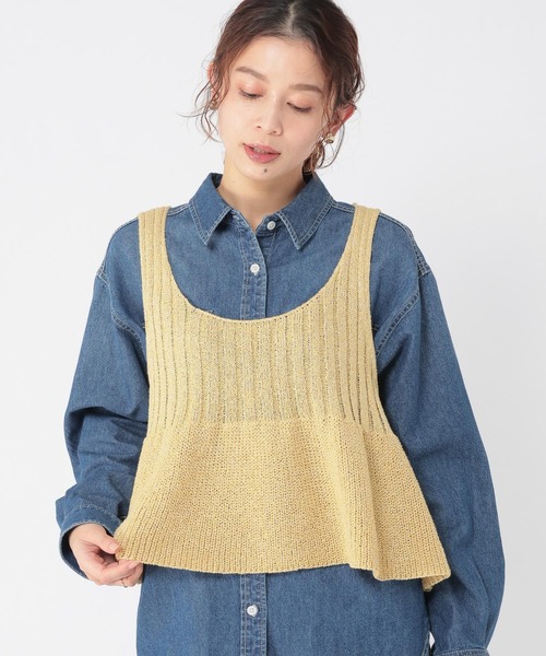 studio CLIP（スタディオクリップ）の「7ゲージ切り替えペプラムベスト（ベスト・レディース・ライトグレー/イエロー/ブラック・FREE）」の18枚目の写真