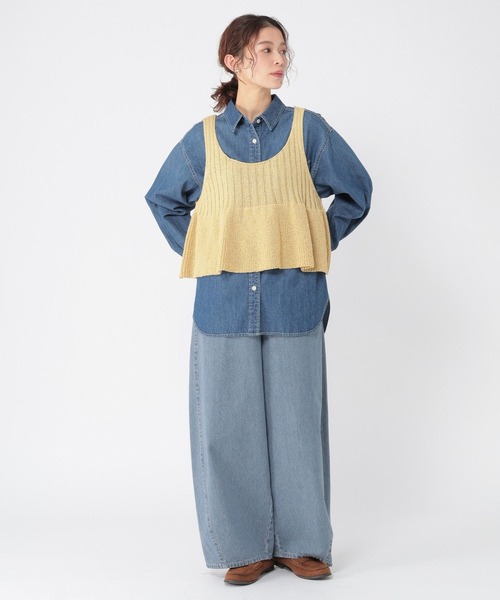 studio CLIP（スタディオクリップ）の「7ゲージ切り替えペプラムベスト（ベスト・レディース・ライトグレー/イエロー/ブラック・FREE）」の20枚目の写真