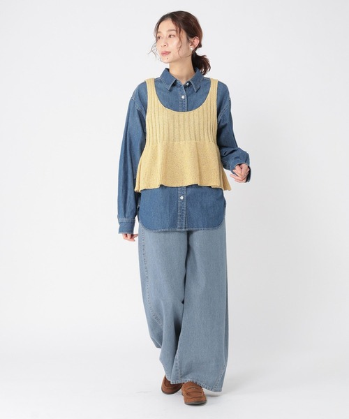 studio CLIP（スタディオクリップ）の「7ゲージ切り替えペプラムベスト（ベスト・レディース・ライトグレー/イエロー/ブラック・FREE）」の21枚目の写真