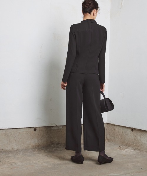 Callarus Black Formal（カラルスブラックフォーマル）の「前開きアシメジャケットドッキングデザインブラウス+ワイドパンツセットアップ〔Callarus〕洗える防しわ（スーツセット・レディース・ブラック・M/L/LL/3L）」の13枚目の写真