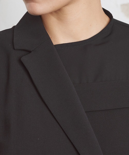 Callarus Black Formal（カラルスブラックフォーマル）の「前開きアシメジャケットドッキングデザインブラウス+ワイドパンツセットアップ〔Callarus〕洗える防しわ（スーツセット・レディース・ブラック・M/L/LL/3L）」の14枚目の写真