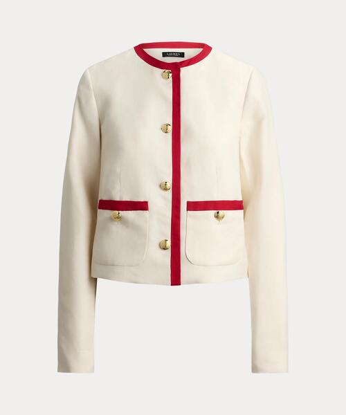 LAUREN RALPH LAUREN（ローレン ラルフ ローレン）の「ツートーン リネンブレンド ツイル ブレザー（ノーカラージャケット・レディース・ナチュラル・2/0/4/6/00）」の6枚目の写真