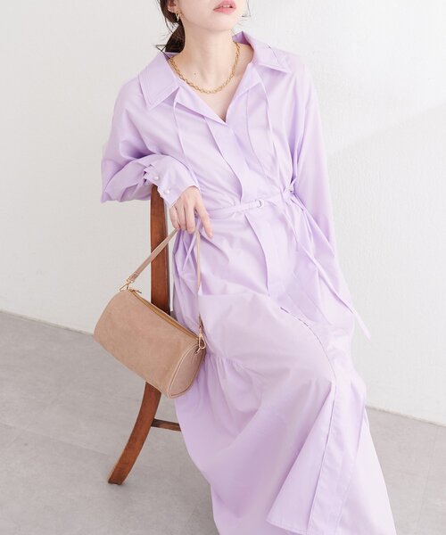 natural couture（ナチュラルクチュール）の「〈osono〉こだわりマルチWAYシャツワンピース（シャツワンピース・レディース・その他1/ラベンダー/サックスブルー/オフホワイト・LARGE/MEDIUM）」の8枚目の写真