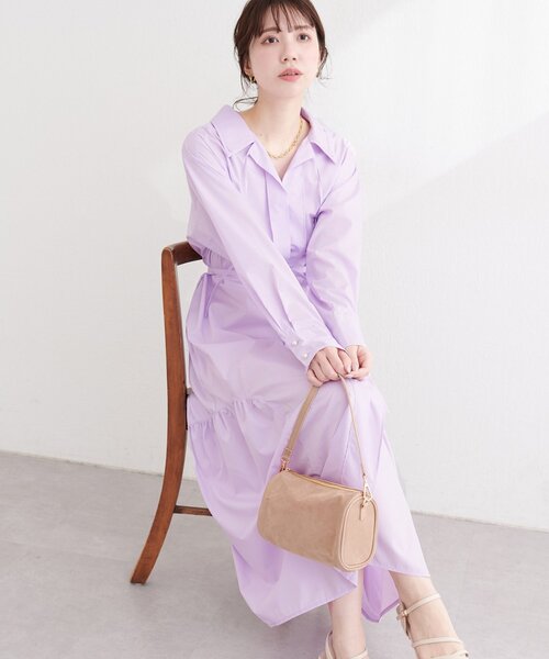 natural couture（ナチュラルクチュール）の「〈osono〉こだわりマルチWAYシャツワンピース（シャツワンピース・レディース・その他1/ラベンダー/サックスブルー/オフホワイト・LARGE/MEDIUM）」の9枚目の写真