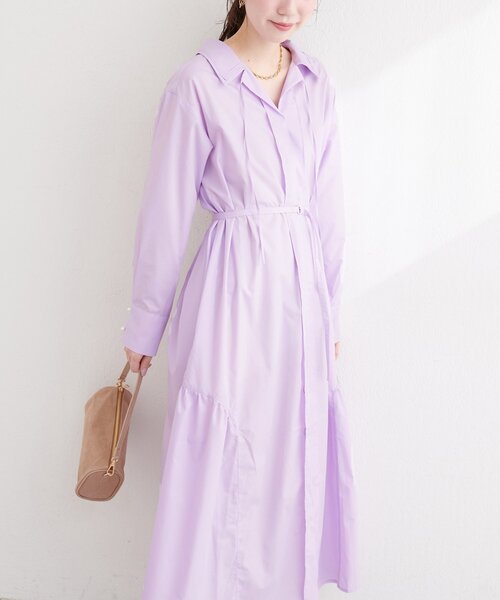 natural couture（ナチュラルクチュール）の「〈osono〉こだわりマルチWAYシャツワンピース（シャツワンピース・レディース・その他1/ラベンダー/サックスブルー/オフホワイト・LARGE/MEDIUM）」の10枚目の写真