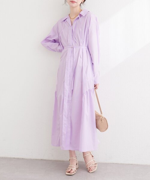natural couture（ナチュラルクチュール）の「〈osono〉こだわりマルチWAYシャツワンピース（シャツワンピース・レディース・その他1/ラベンダー/サックスブルー/オフホワイト・LARGE/MEDIUM）」の11枚目の写真