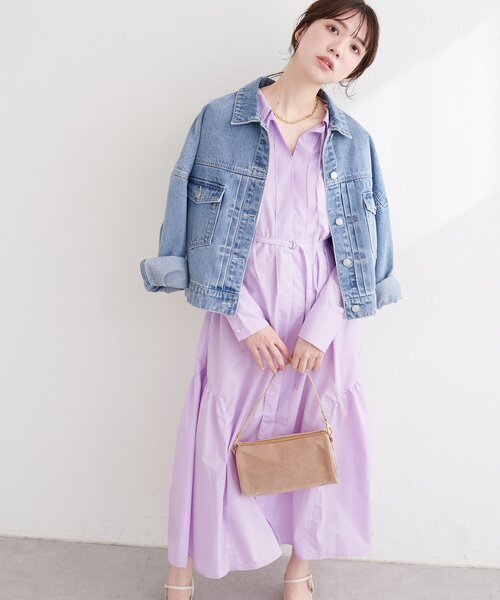 natural couture（ナチュラルクチュール）の「〈osono〉こだわりマルチWAYシャツワンピース（シャツワンピース・レディース・その他1/ラベンダー/サックスブルー/オフホワイト・LARGE/MEDIUM）」の13枚目の写真
