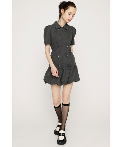 SLY(スライ)の「【SNSで話題!】DOUBLE BUTTON BALLOON S/OP ダブルボタンバルーンショートワンピース 春服 夏服(ワンピース・レディース・ブラック/杢グレー・1/2)」の6枚目の写真