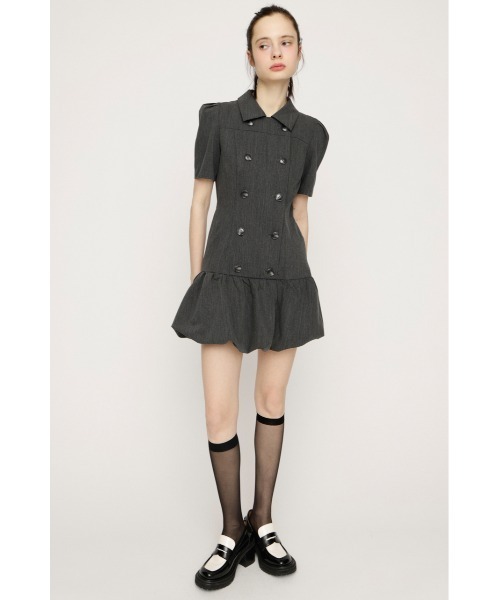 SLY(スライ)の「【SNSで話題!】DOUBLE BUTTON BALLOON S/OP ダブルボタンバルーンショートワンピース 春服 夏服(ワンピース・レディース・ブラック/杢グレー・1/2)」の7枚目の写真