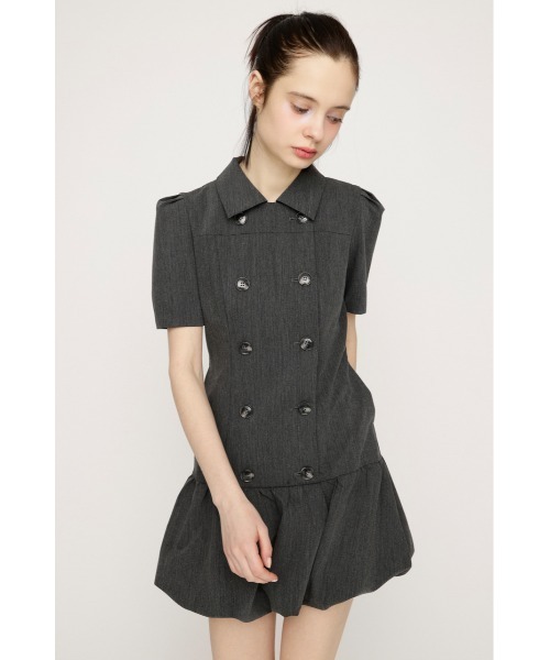 SLY(スライ)の「【SNSで話題!】DOUBLE BUTTON BALLOON S/OP ダブルボタンバルーンショートワンピース 春服 夏服(ワンピース・レディース・ブラック/杢グレー・1/2)」の8枚目の写真