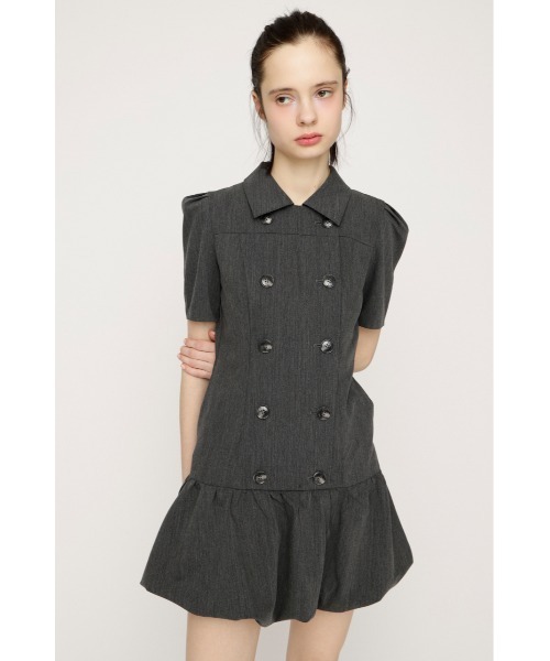 SLY(スライ)の「【SNSで話題!】DOUBLE BUTTON BALLOON S/OP ダブルボタンバルーンショートワンピース 春服 夏服(ワンピース・レディース・ブラック/杢グレー・1/2)」の15枚目の写真