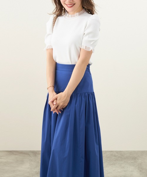 Liala×PG(リアラバイピージー)の「シアー プチフリル 5分袖 ニット Liala×PG(ニット/セーター・レディース・サーモンピンク/ベージュ・S/M)」の11枚目の写真