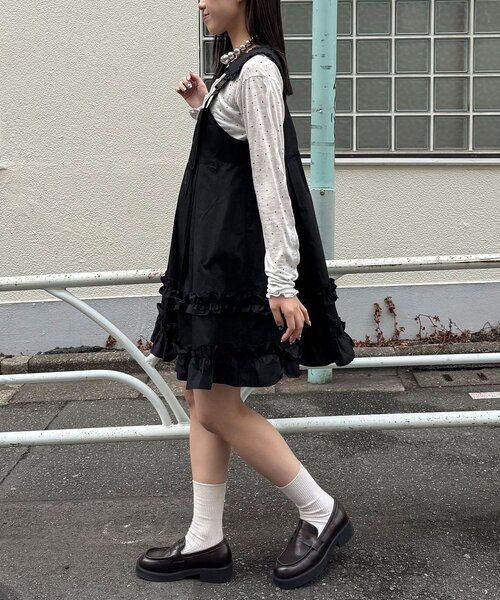 CIAOPANIC（チャオパニック）の「フリルミリタリーミドルジャンスカ（チュニック・レディース・ブラック/カーキ/ベージュ・ONE SIZE）」の15枚目の写真