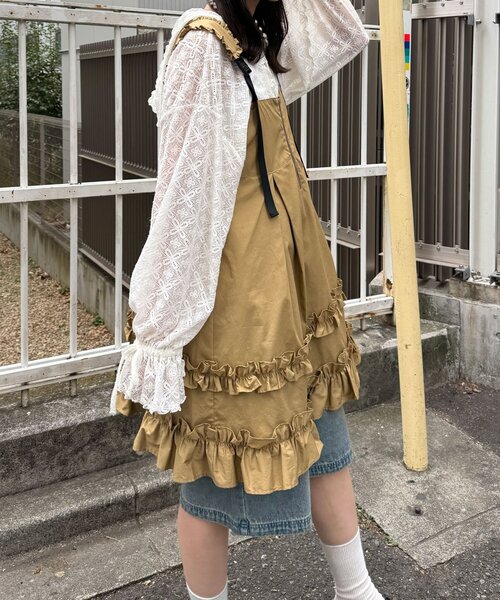 CIAOPANIC（チャオパニック）の「フリルミリタリーミドルジャンスカ（チュニック・レディース・ブラック/カーキ/ベージュ・ONE SIZE）」の11枚目の写真