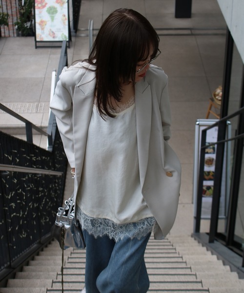 Scrap Book（スクラップブック）の「【Scrap Book】Wボタンジャケット（テーラードジャケット・レディース・ブラック/グレー・FREE）」の6枚目の写真