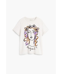 女神フェイスグラフィックTシャツ 白