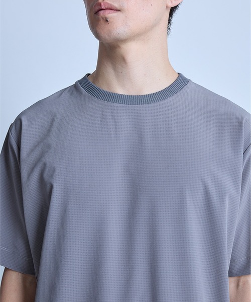 UNION STATION（ユニオンステーション）の「ドットメッシュドローコードTシャツ〈ストレッチ・マシンウォッシャブル・軽量・接触冷感・通気性〉（Tシャツ/カットソー・メンズ・グレー/ブラック/ネイビー・M/L）」の4枚目の写真