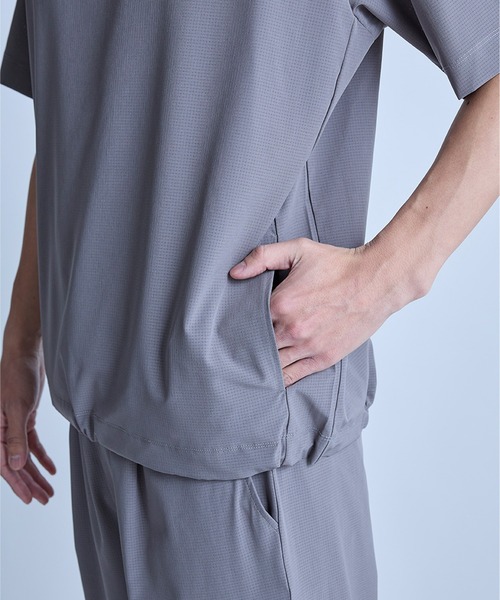 UNION STATION（ユニオンステーション）の「ドットメッシュドローコードTシャツ〈ストレッチ・マシンウォッシャブル・軽量・接触冷感・通気性〉（Tシャツ/カットソー・メンズ・グレー/ブラック/ネイビー・M/L）」の5枚目の写真