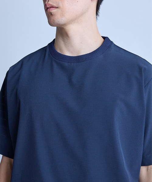 UNION STATION（ユニオンステーション）の「ドットメッシュドローコードTシャツ〈ストレッチ・マシンウォッシャブル・軽量・接触冷感・通気性〉（Tシャツ/カットソー・メンズ・グレー/ブラック/ネイビー・M/L）」の11枚目の写真