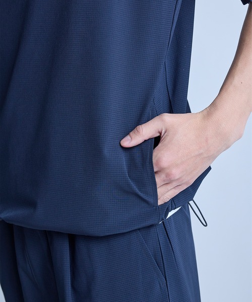 UNION STATION（ユニオンステーション）の「ドットメッシュドローコードTシャツ〈ストレッチ・マシンウォッシャブル・軽量・接触冷感・通気性〉（Tシャツ/カットソー・メンズ・グレー/ブラック/ネイビー・M/L）」の12枚目の写真