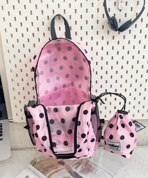 LAC-VERT（ラック・ヴェール）の「ナイロンドット柄リュック（バックパック/リュック・レディース・ピンク/ブラック・FREE）」の10枚目の写真