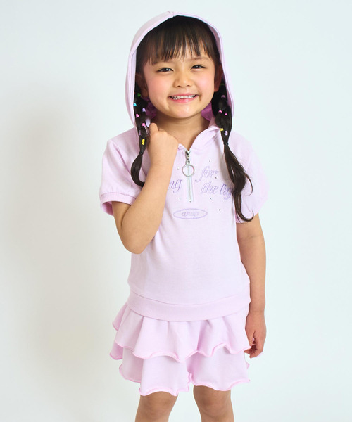 ANAP kids(アナップキッズ)の「ティアード スカート フーディー ワンピース(ワンピース・キッズ・ライトグレー/ライトピンク・110/120/130)」の11枚目の写真