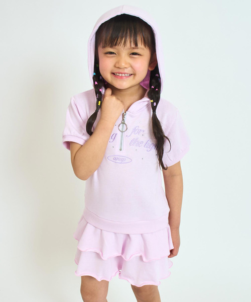 ANAP kids(アナップキッズ)の「ティアード スカート フーディー ワンピース(ワンピース・キッズ・ライトグレー/ライトピンク・110/120/130)」の10枚目の写真