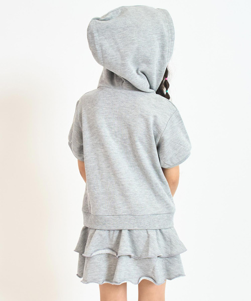 ANAP kids(アナップキッズ)の「ティアード スカート フーディー ワンピース(ワンピース・キッズ・ライトグレー/ライトピンク・110/120/130)」の8枚目の写真