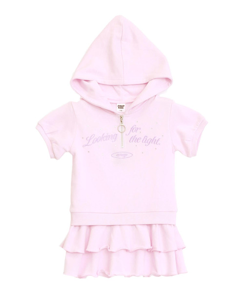 ANAP kids(アナップキッズ)の「ティアード スカート フーディー ワンピース(ワンピース・キッズ・ライトグレー/ライトピンク・110/120/130)」の17枚目の写真