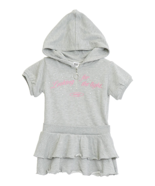 ANAP kids(アナップキッズ)の「ティアード スカート フーディー ワンピース(ワンピース・キッズ・ライトグレー/ライトピンク・110/120/130)」の18枚目の写真