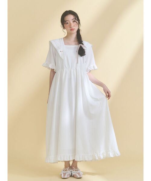 merry jenny（メリージェニー）の「flowerデコラティブカラーワンピース（ワンピース・レディース・ベージュ/ブラック/オフホワイト・FREE）」の4枚目の写真