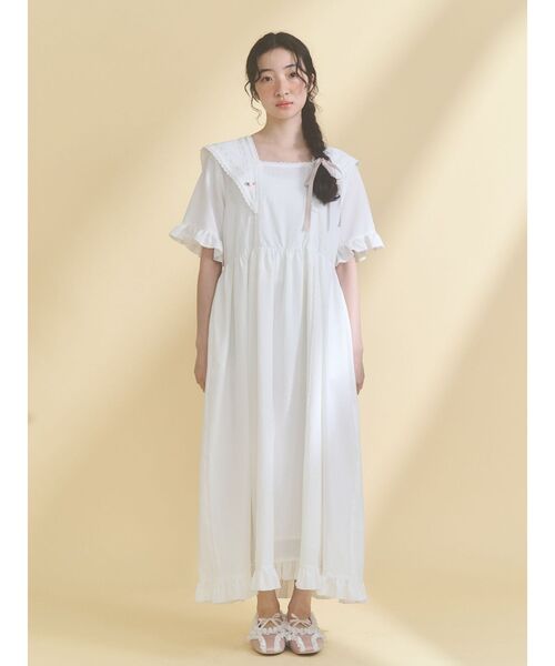 merry jenny（メリージェニー）の「flowerデコラティブカラーワンピース（ワンピース・レディース・ベージュ/ブラック/オフホワイト・FREE）」の5枚目の写真