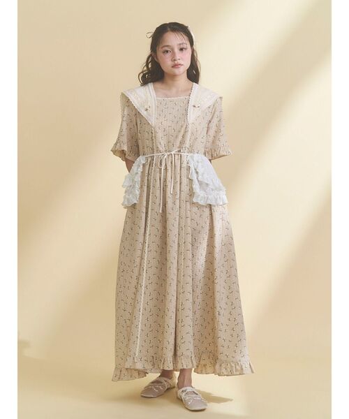 merry jenny（メリージェニー）の「flowerデコラティブカラーワンピース（ワンピース・レディース・ベージュ/ブラック/オフホワイト・FREE）」の11枚目の写真