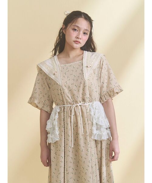 merry jenny（メリージェニー）の「flowerデコラティブカラーワンピース（ワンピース・レディース・ベージュ/ブラック/オフホワイト・FREE）」の12枚目の写真