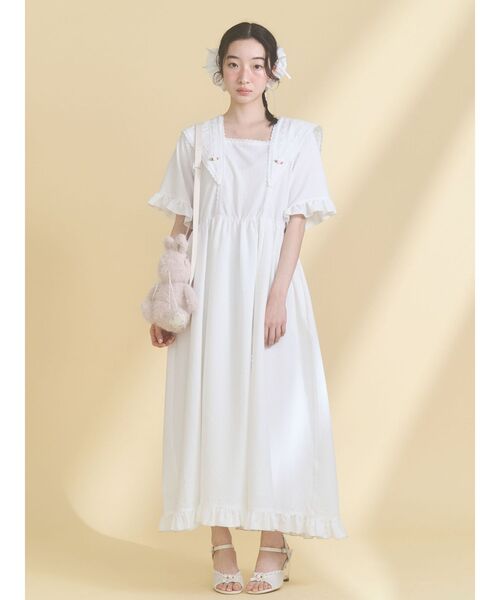 merry jenny（メリージェニー）の「flowerデコラティブカラーワンピース（ワンピース・レディース・ベージュ/ブラック/オフホワイト・FREE）」の18枚目の写真