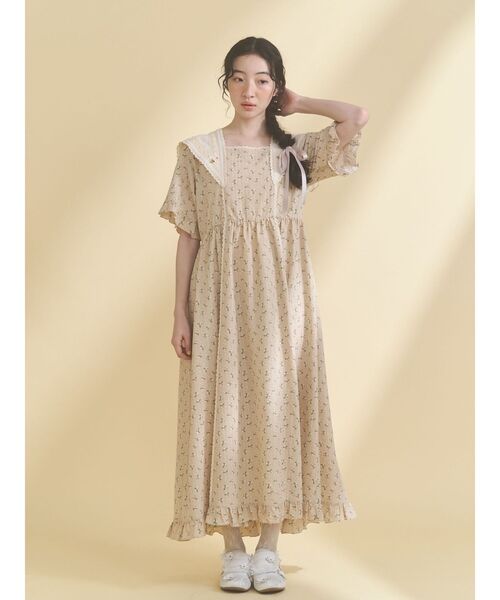 merry jenny（メリージェニー）の「flowerデコラティブカラーワンピース（ワンピース・レディース・ベージュ/ブラック/オフホワイト・FREE）」の21枚目の写真