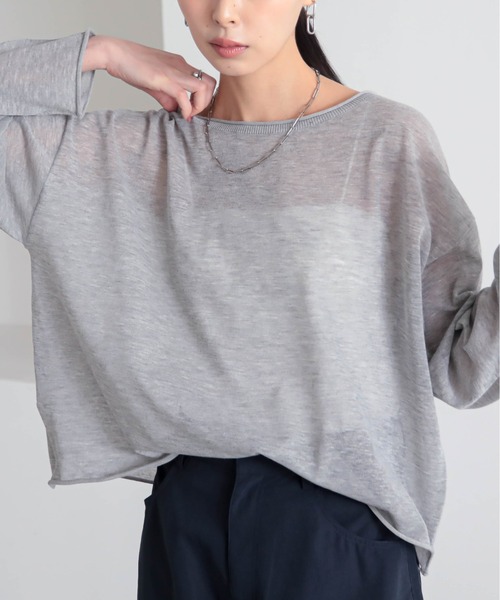 for/c（フォーシー）の「[新色追加]シアーニットトップス【サスティナブル】（ニット/セーター・レディース・グレー/アイボリー/ブラック/ブラウン/グリーン/ネイビー・M/L/LL）」の13枚目の写真