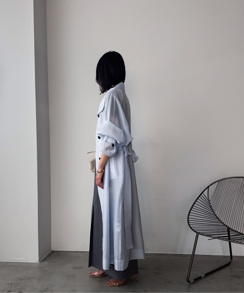 Pqran(クラン)の「シアートレンチ(トレンチコート・レディース・ベージュ/サックスブルー・FREE)」の20枚目の写真