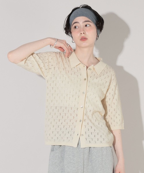 GEORGE'S(ジョージズ)の「スカシアミポロニット(ニット/セーター・レディース・オフホワイト/ブラック系その他/レッド・FREE)」の11枚目の写真