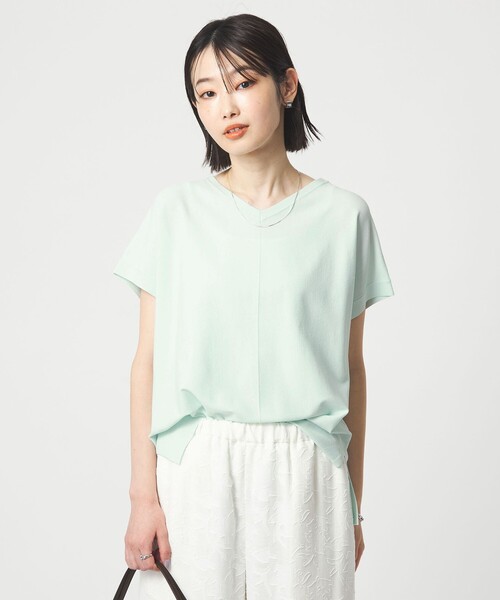 green label relaxing（グリーンレーベルリラクシング）の「Vネック プルオーバー ニット ウォッシャブル 接触冷感 UVカット（ニット/セーター・レディース・ライム/ダークブラウン/ホワイト/ブラック・FREE）」の7枚目の写真
