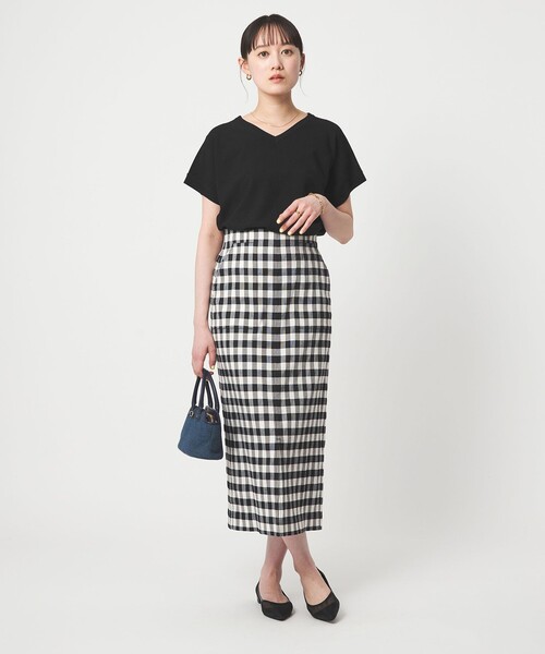 green label relaxing（グリーンレーベルリラクシング）の「Vネック プルオーバー ニット ウォッシャブル 接触冷感 UVカット（ニット/セーター・レディース・ライム/ダークブラウン/ホワイト/ブラック・FREE）」の12枚目の写真